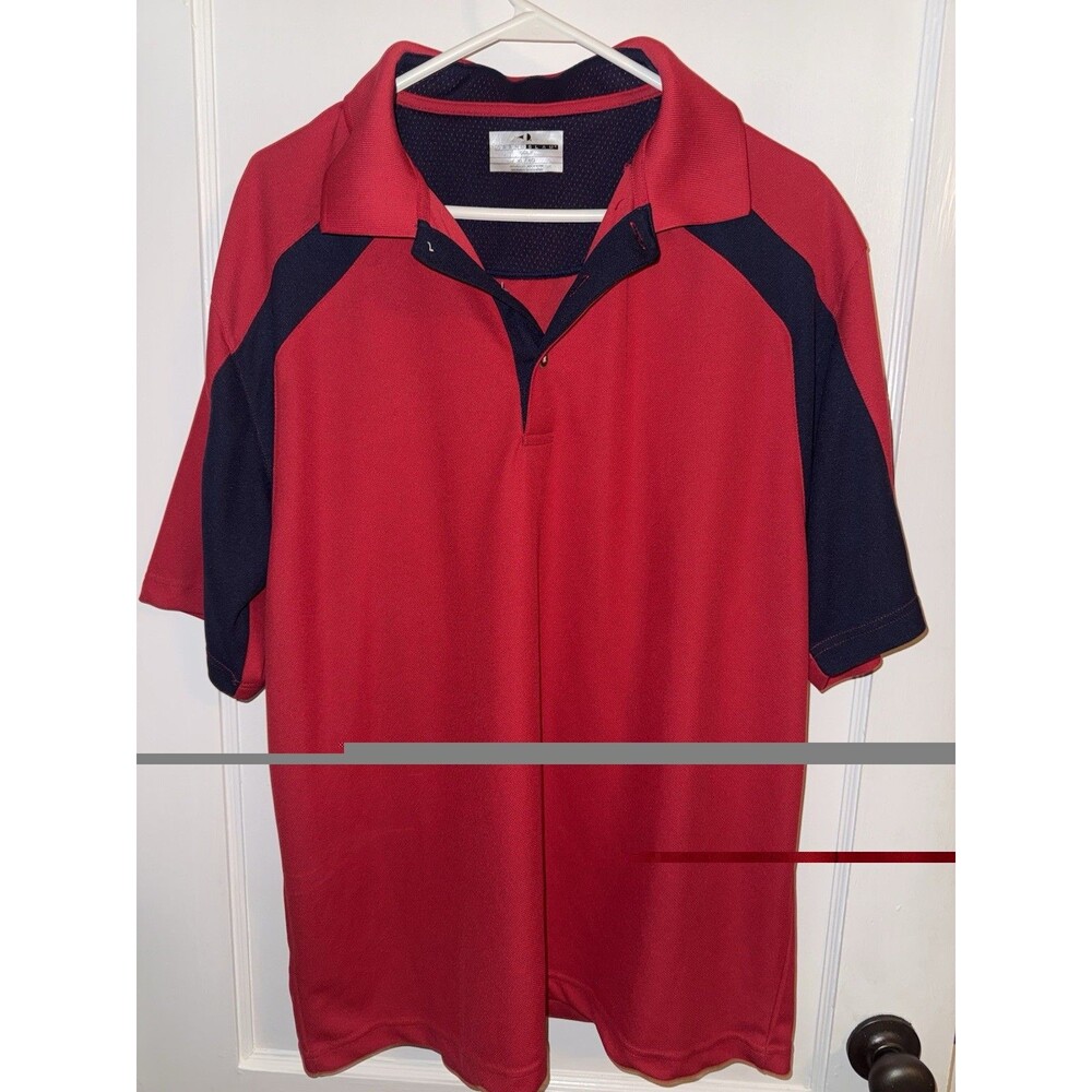 Grand Slam Mens XL Red Blue Short Sleeve Polo Golf Shirt